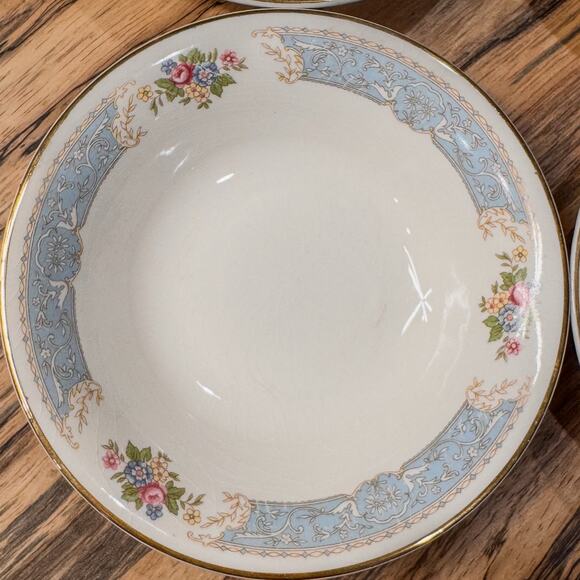 1930s Edwin Knowles-Blue Dawn Collection, Semi-Vitreous-Soup Bowls-5.5”-Set of 4 - Picture 3 of 10